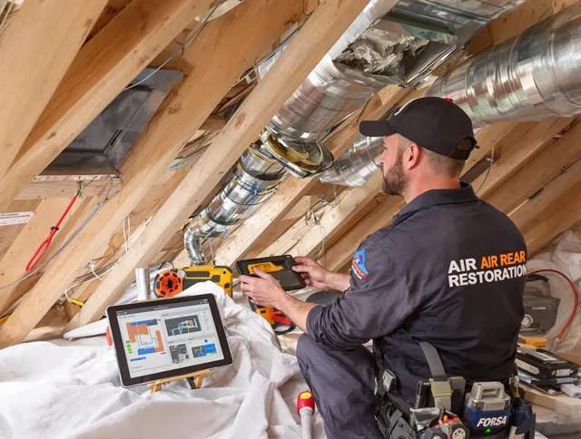 Westborough Air Duct Cleaning technician performing precise duct repair work in Westborough