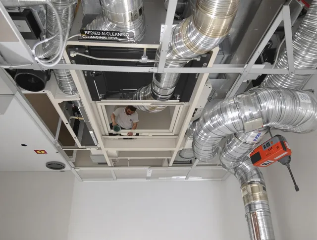Westborough Air Duct Cleaning technician performing detailed central duct system cleaning in Westborough