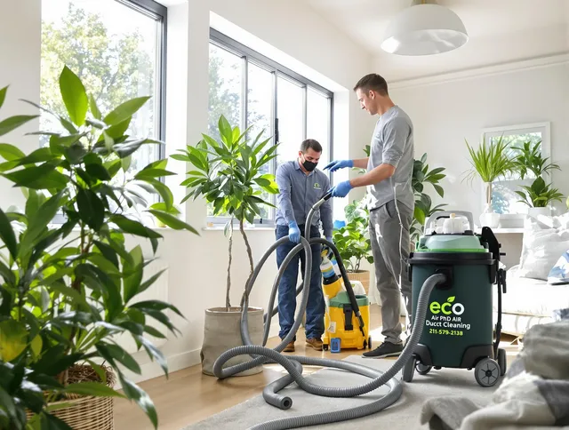 Westborough Air Duct Cleaning technician performing eco-friendly duct cleaning using sustainable methods in Westborough
